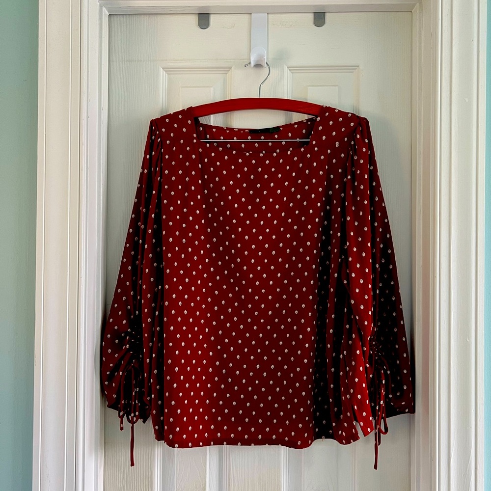 LS blouse with ties on sleeves